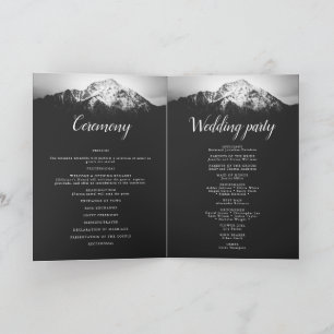 Black and white wedding under the mountains programme