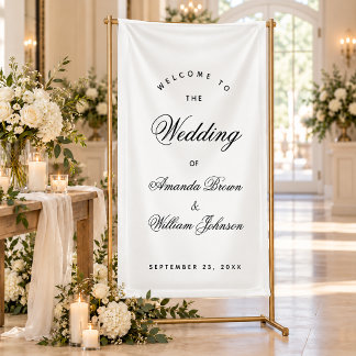 Black and White Wedding Welcome Minimalist Script Banner