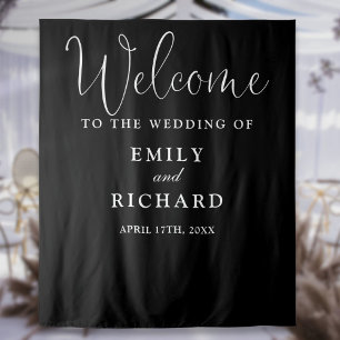 Black And White Wedding Welcome Photo Backdrop Tapestry