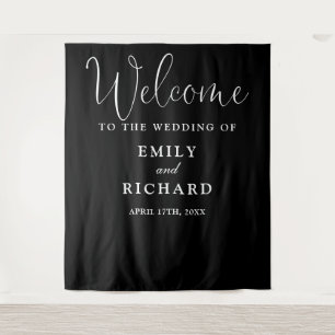 Black And White Wedding Welcome Photo Backdrop Tapestry