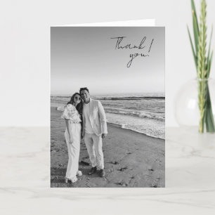 black and white wedding with photograph thank you card