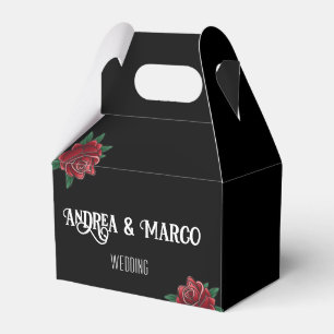 Black And White Wedding With Tattoos, Rose Tattoo Favour Box