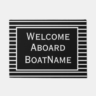 Black and White Welcome Aboard Boat Doormat