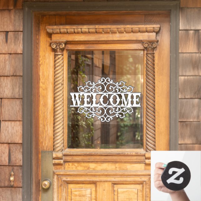Black and White Welcome Door Window Cling (Home Door)