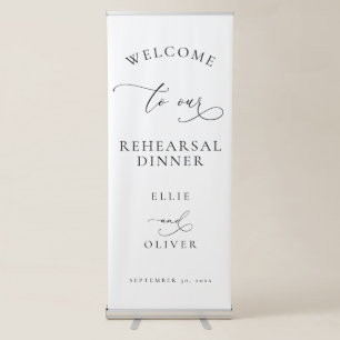 Black and White Welcome to our Rehearsal Dinner Retractable Banner