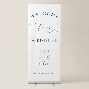 Black and White Welcome to our Wedding V Retractable Banner