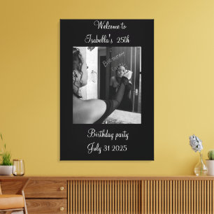 Black and white Welcome to the birthday party  Canvas Print