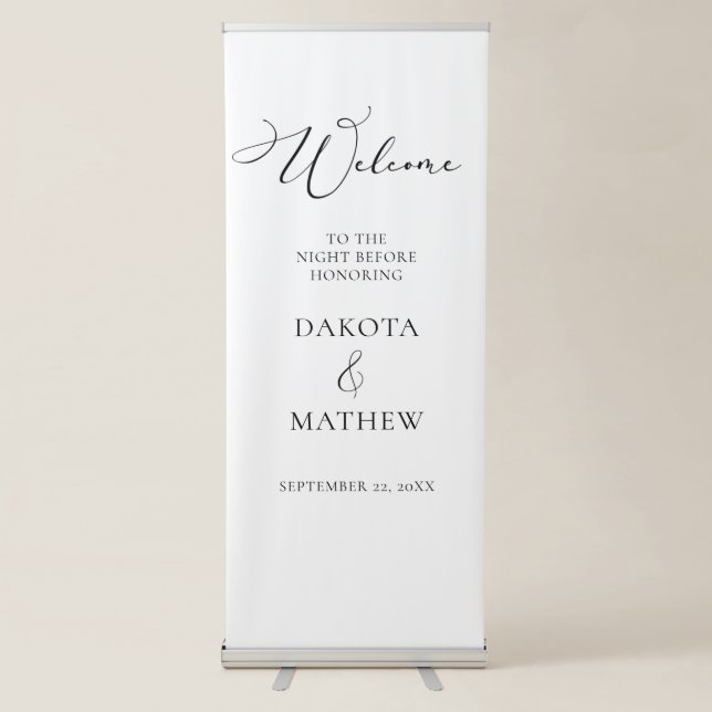 Black and White Welcome Wedding Night Before Retractable Banner (Front)
