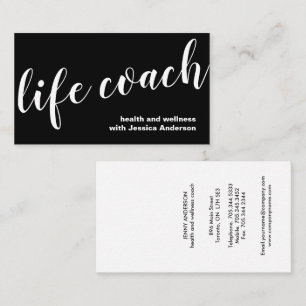 Black and White Wellness Life Coach Business Card