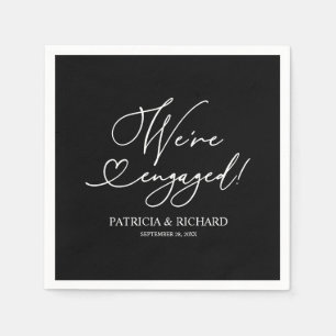 Black And White We're Engaged Engagement Party Nap Napkin