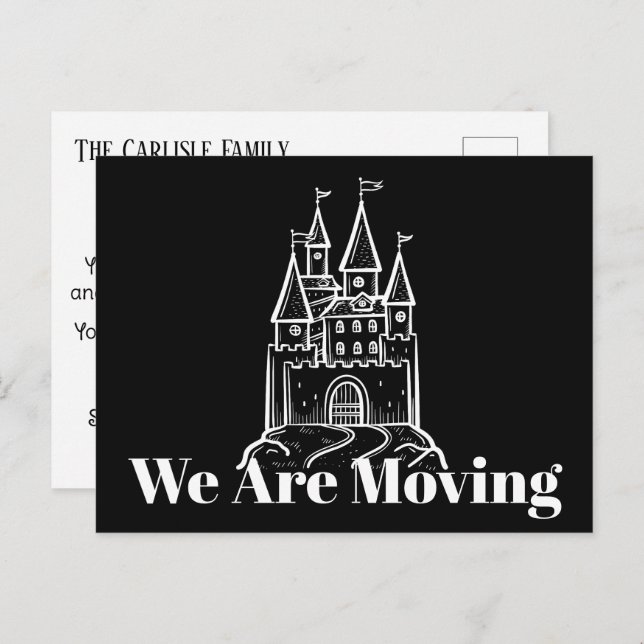 Black And White We're Moving Address Announcement  Postcard (Front/Back)