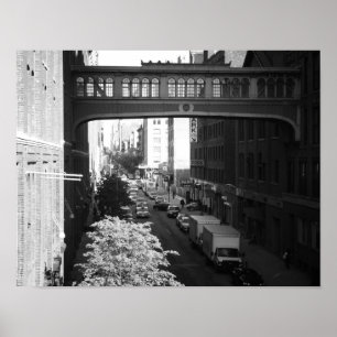 Black and White West Village Skybridge, Small Poster