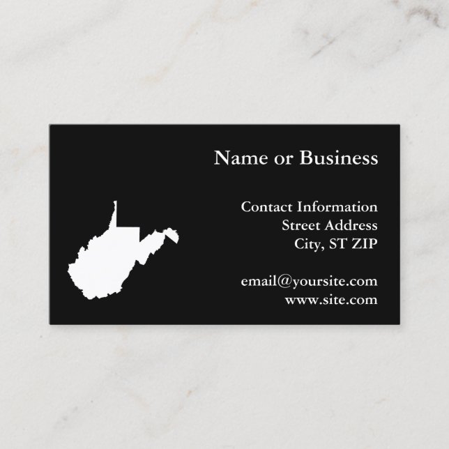 Black and White West Virginia Local Business Card (Front)