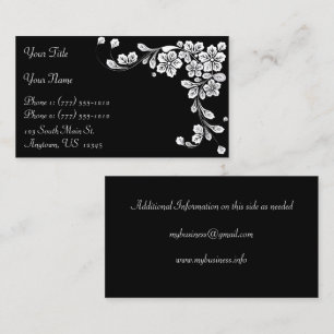 Black and White Western Style Floral Corner Business Card