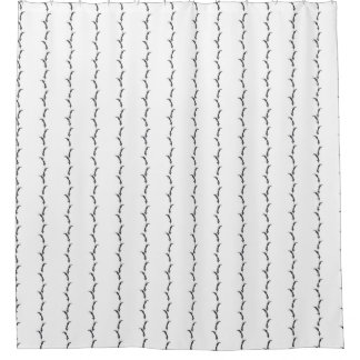 Black and White Wheat Grass Striped Shower Curtain