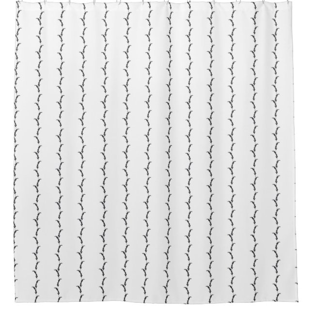 Black and White Wheat Grass Striped Shower Curtain (Front)