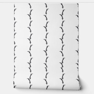 Black and White Wheat Grass Striped Wallpaper
