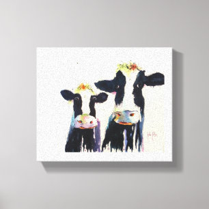 Black and White whimcical cows from Original Water Canvas Print