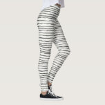 Black and White Whimsical Boho Horizontal Stripes Leggings<br><div class="desc">This design features a horizontal pattern of whimsical,  irregular boho stripes in black ink on a white background. (The black ink is partially transparent and may appear grey on the finished product.)</div>