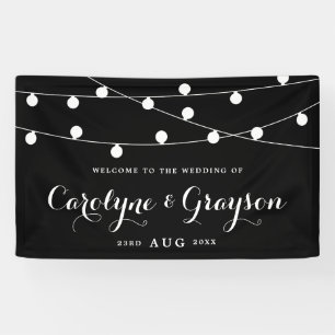 Black and White   Whimsical Fairy Lights Wedding Banner