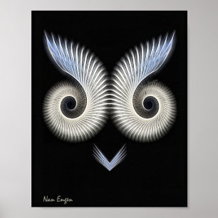 Black and White Whimsical Owl Picture. Poster