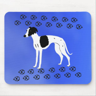 Black and White Whippet Dog Mouse Mat