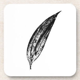 Black and White White Lily Leaf Print Coaster