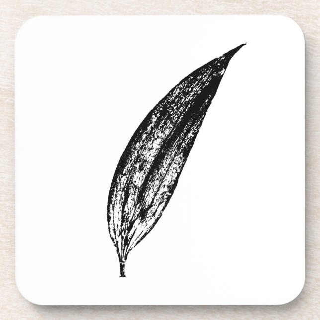 Black and White White Lily Leaf Print Coaster (Front)