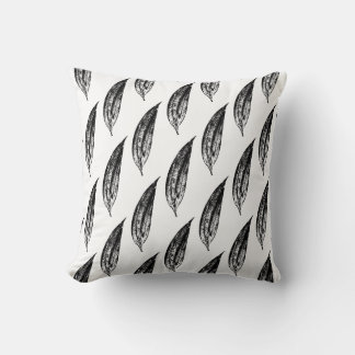 Black and White White Lily Leaf Print Cushion