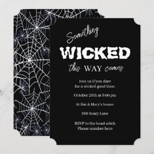 Black And White Wicked Halloween Party Invitation