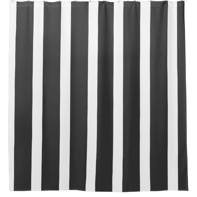 Black and White Wide Stripe Shower Curtain (Front)