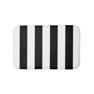 Black and White Wide Striped Bath Mat