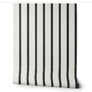 Black and White Wide Ticking Stripe Wallpaper