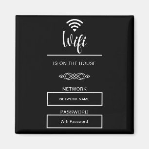 Black and White Wifi Password for Home Magnet