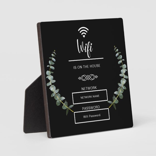 Black and White Wifi Password for Home Plaque (Front)