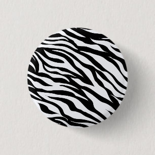 Black and White Wild Zebra Safari Animal Print 3 Cm Round Badge