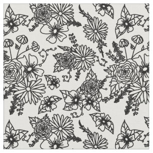 Black and White Wildflower Fabric