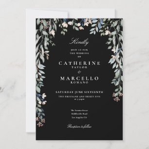 Black And White Wildflowers Floral Wedding Invitation