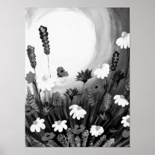 Black and White wildflowers Poster