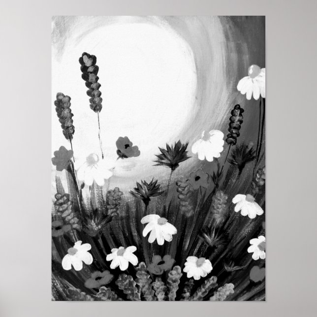 Black and White wildflowers Poster (Front)