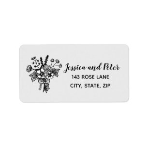 Black and White Wildflowers Return Label