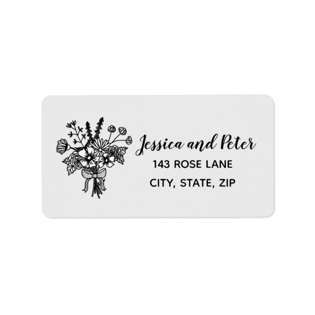 Black and White Wildflowers Return Label (Front)