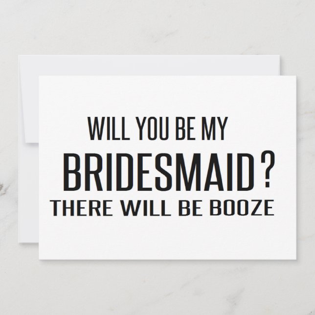 Black and White will you be my bridesmaid funny Invitation (Front)