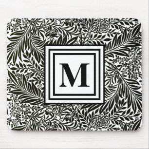 Black and White William Morris Monogram Initial Mouse Mat