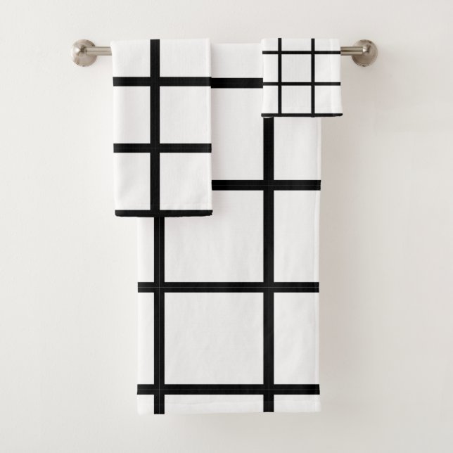 Black and White Window Pane  Bath Towel Set (Insitu)