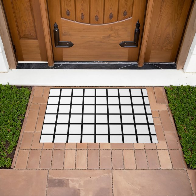 Black and White Window Pane  Doormat (Outdoor)