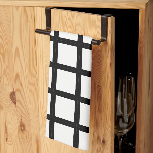 Black and White Window Pane  Tea Towel (Thirds Fold)
