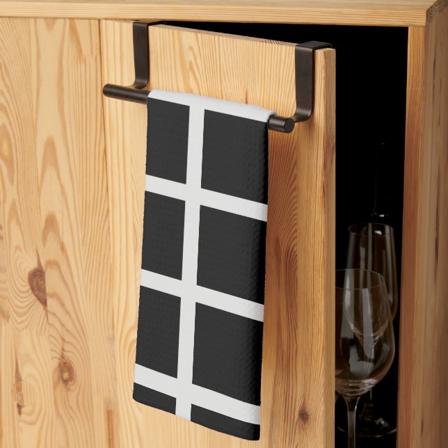 Black and White Window Pane  Tea Towel (Thirds Fold)