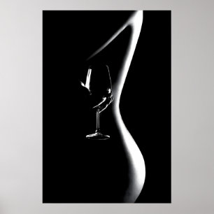 Black and White Wine Woman Art Print (Digital