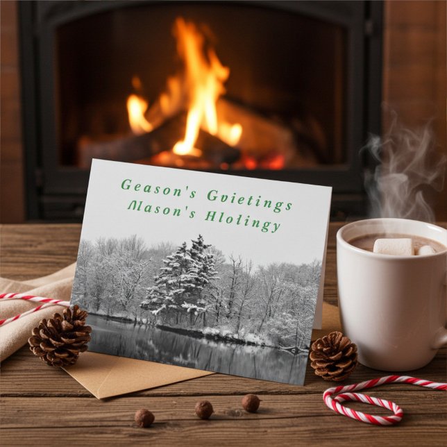 Black and White Winter Holiday Greeting Card (Creator Uploaded)